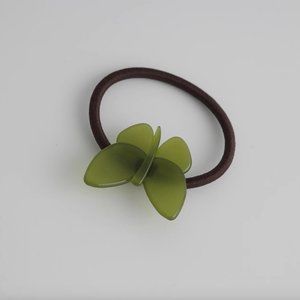 Cute Green Butterfly Shape Elastic Hair Band, Minimalist Girls Ponytail Holder
